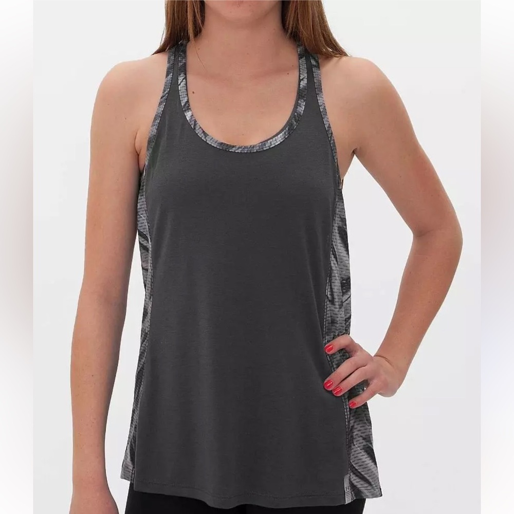 UNDER ARMOUR Black Gray Marbled Heat Gear Tank Top Xs Extra Small EUC $30